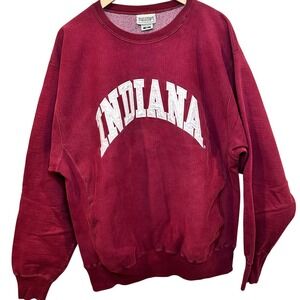 Vintage Steve & Barrys Indiana University Sweatshirt Men XL Maroon Spell Out Red